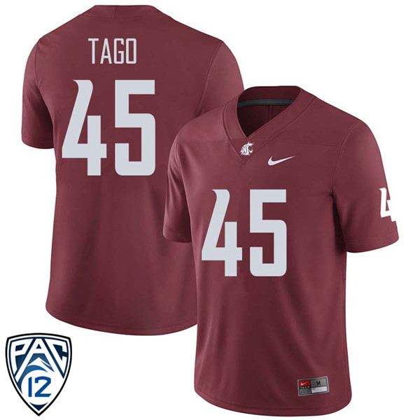 Men #45 Logan Tago Washington State Cougars College Football Jerseys Sale-Crimson